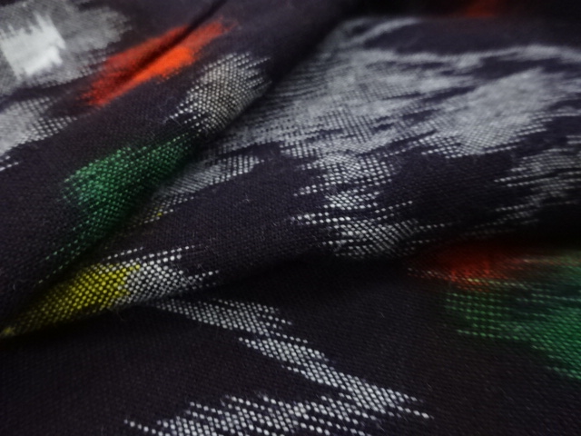  アンティーク　木綿本場久留米絣　鼓に花模様単衣着物